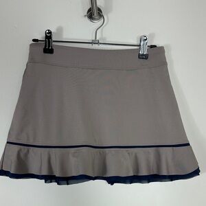 InPhorm Taupe Navy Blue Ruffle Hem Tennis Pickelball Skirt Small